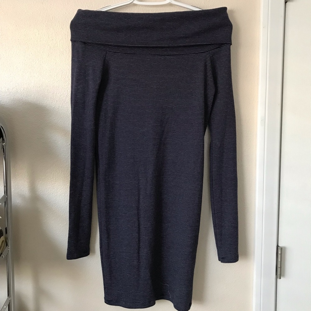 Zara Off Shoulder Stripes Long Sleeve Dress